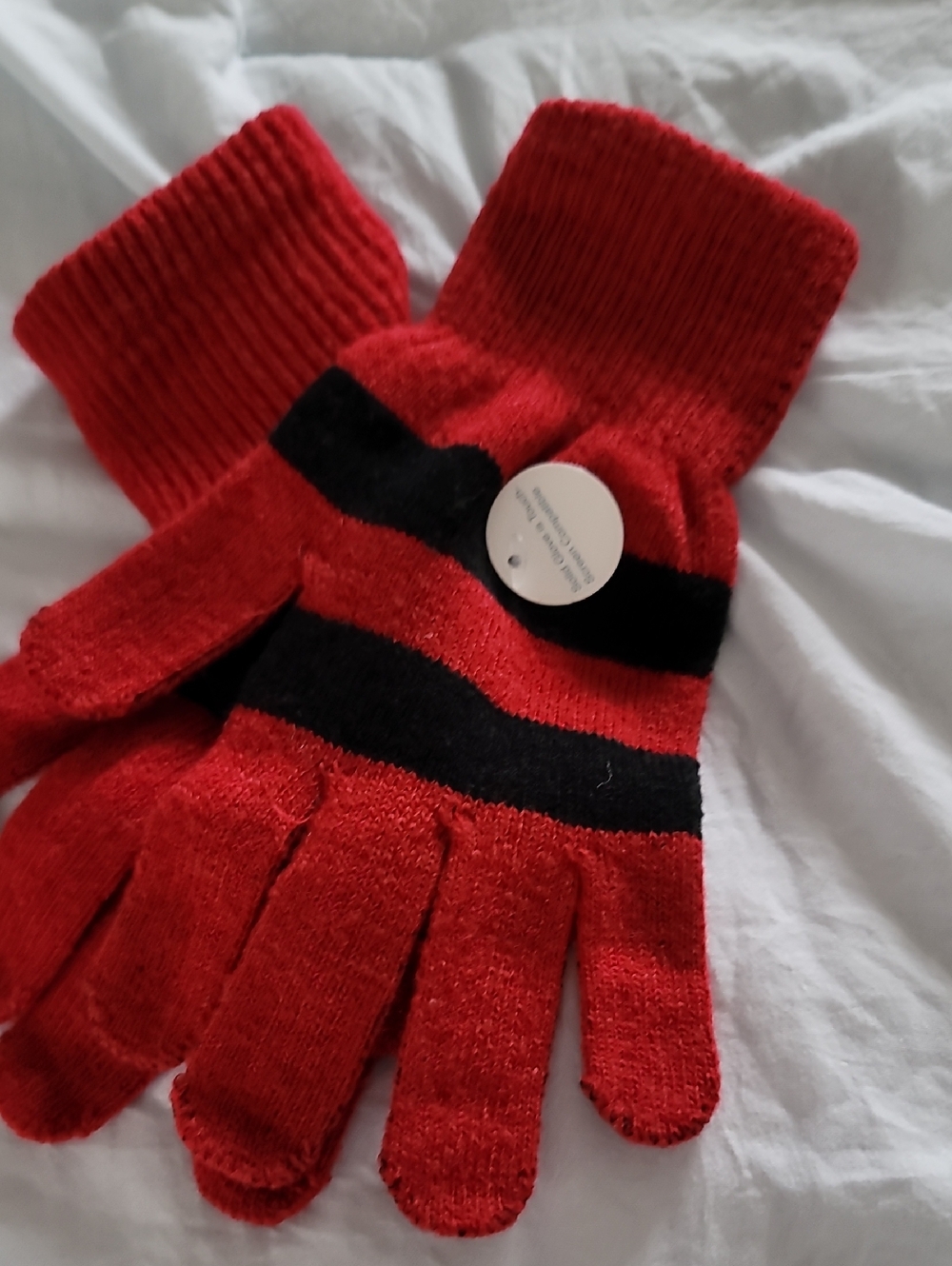 Red & Black Striped Knit Gloves - Classic Winter Accessory